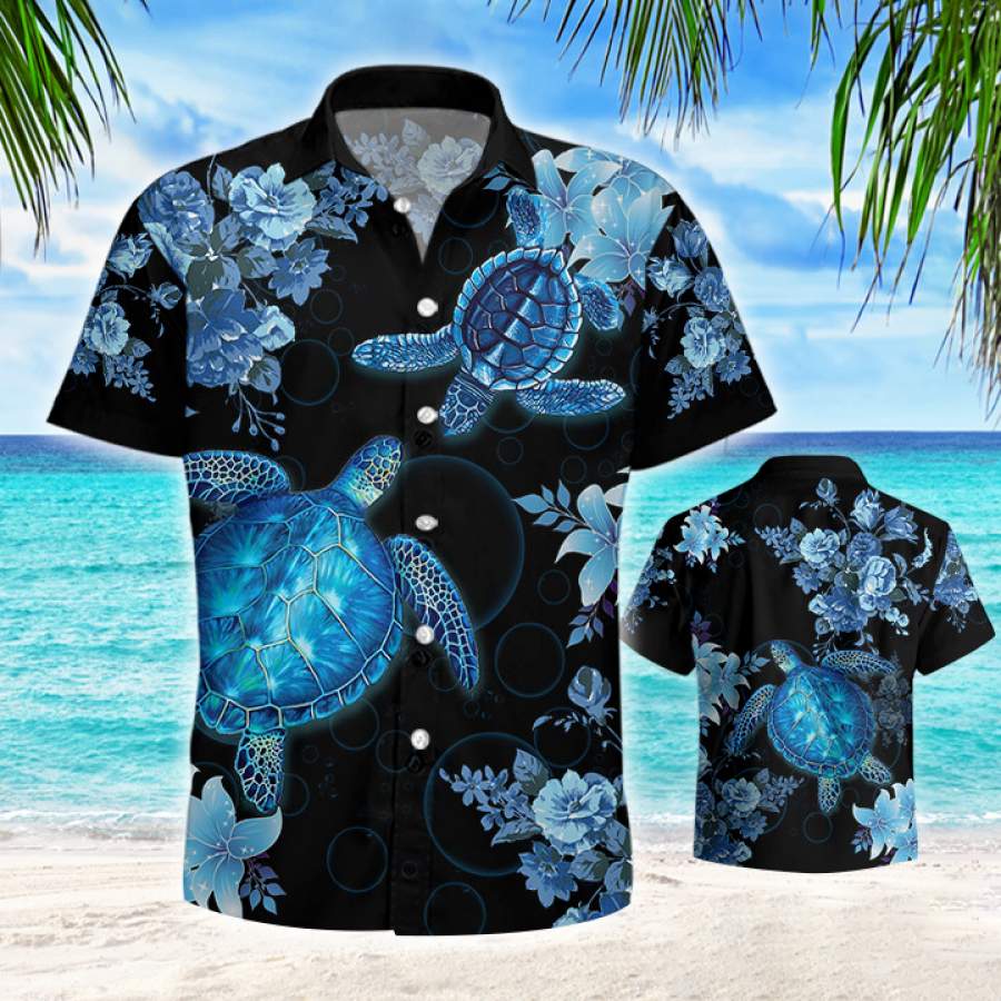 Blue Sea Turtle Hawaiian Shirt Ha81179