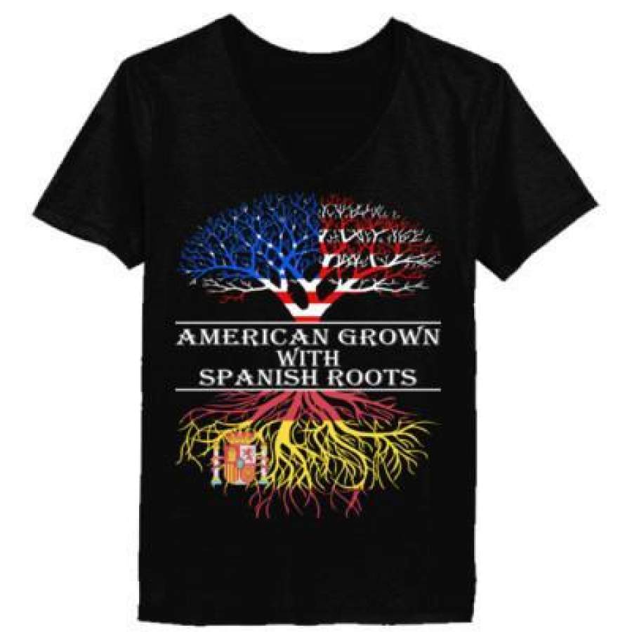 AGR American Grown With Spanish Roots – Ladies’ V-Neck T-Shirt