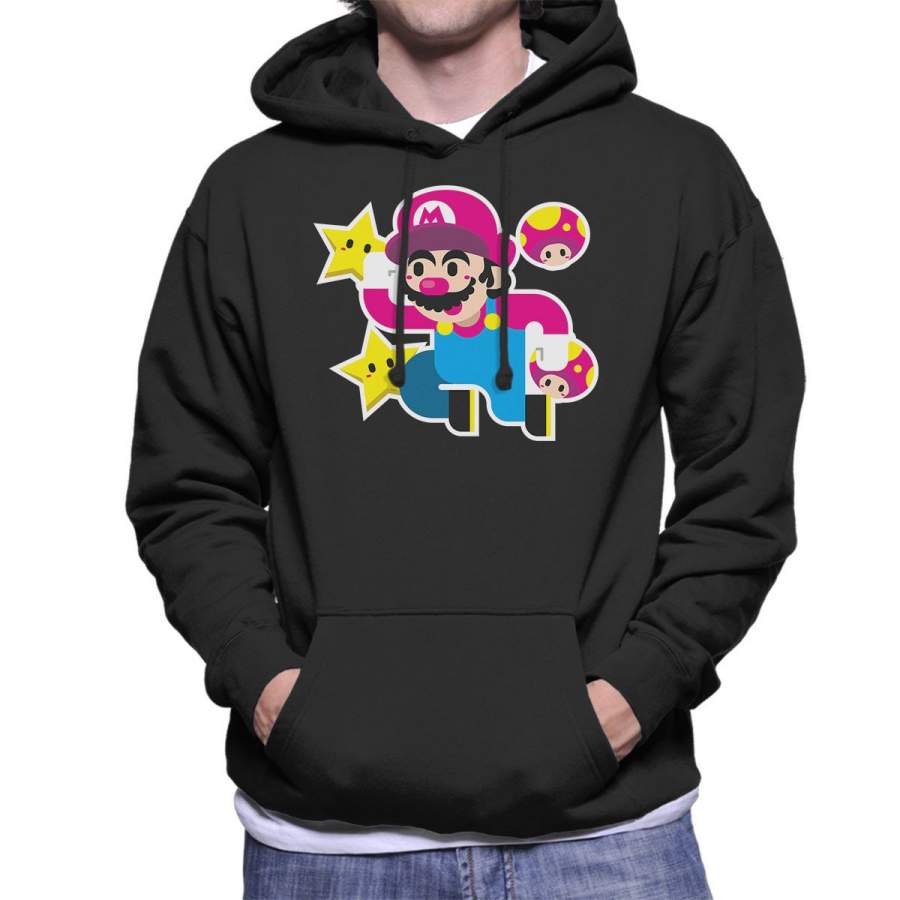 Super Mario Bros Star Mushrooms Men’s Hooded Sweatshirt