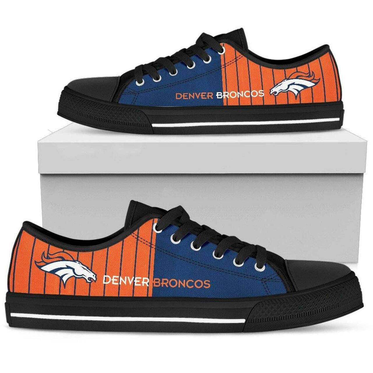 Denver Broncos Low Top Shoes Simple Design Vertical Stripes Shoes16150