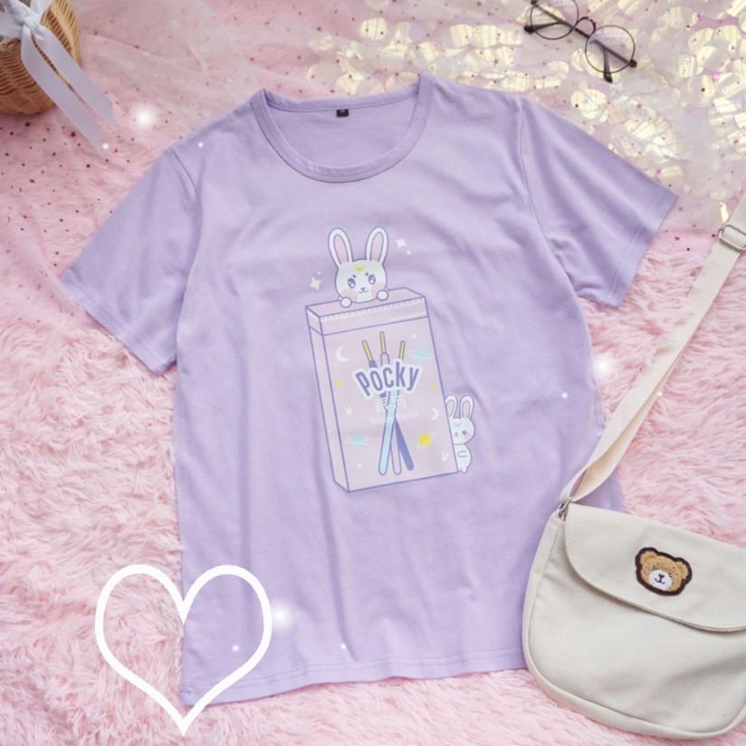 Kawaii Style Violet Tshirt Rabbit