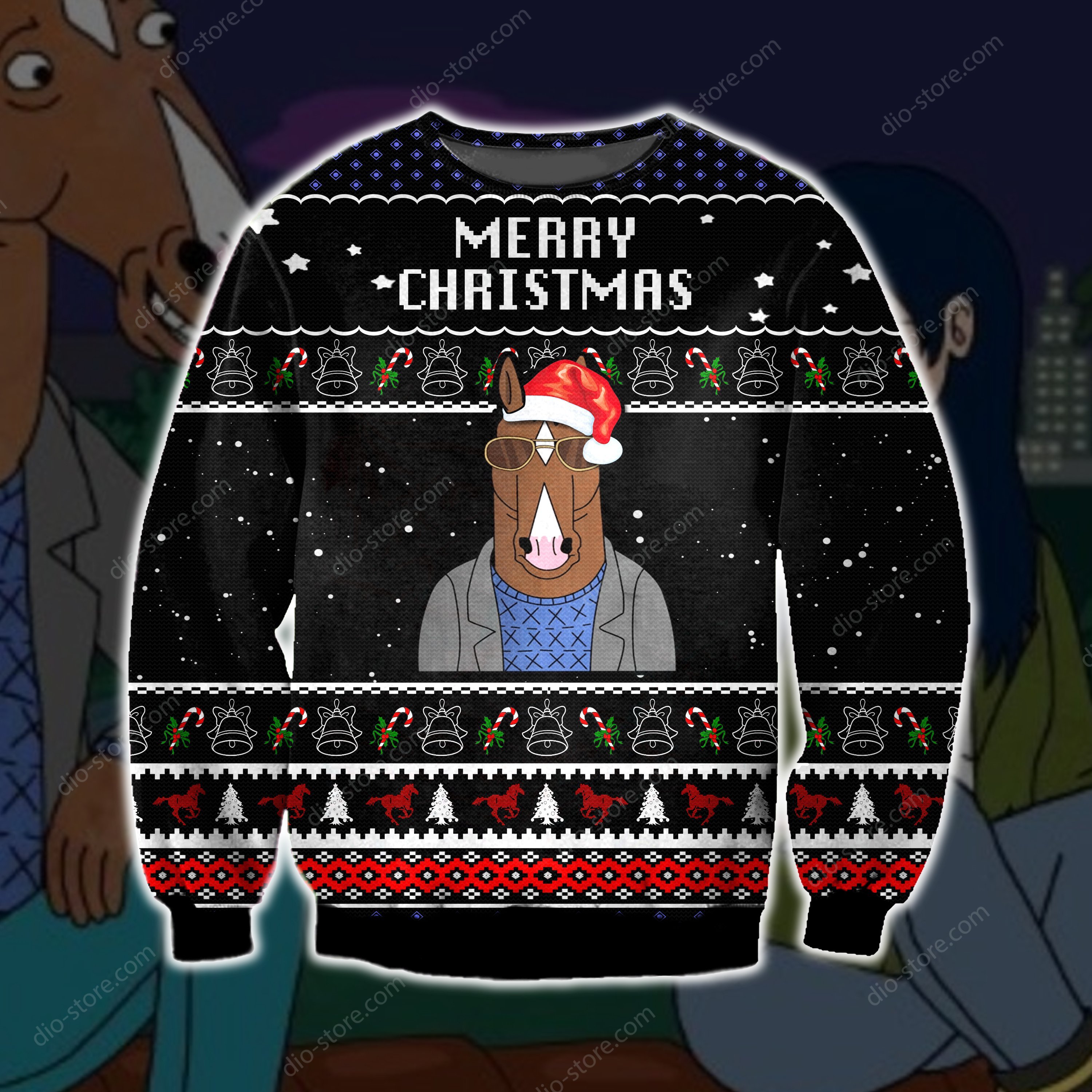 Bojack Horseman Knitting Pattern 3D Print Ugly Sweater Hoodie All Over Printed Cint10481