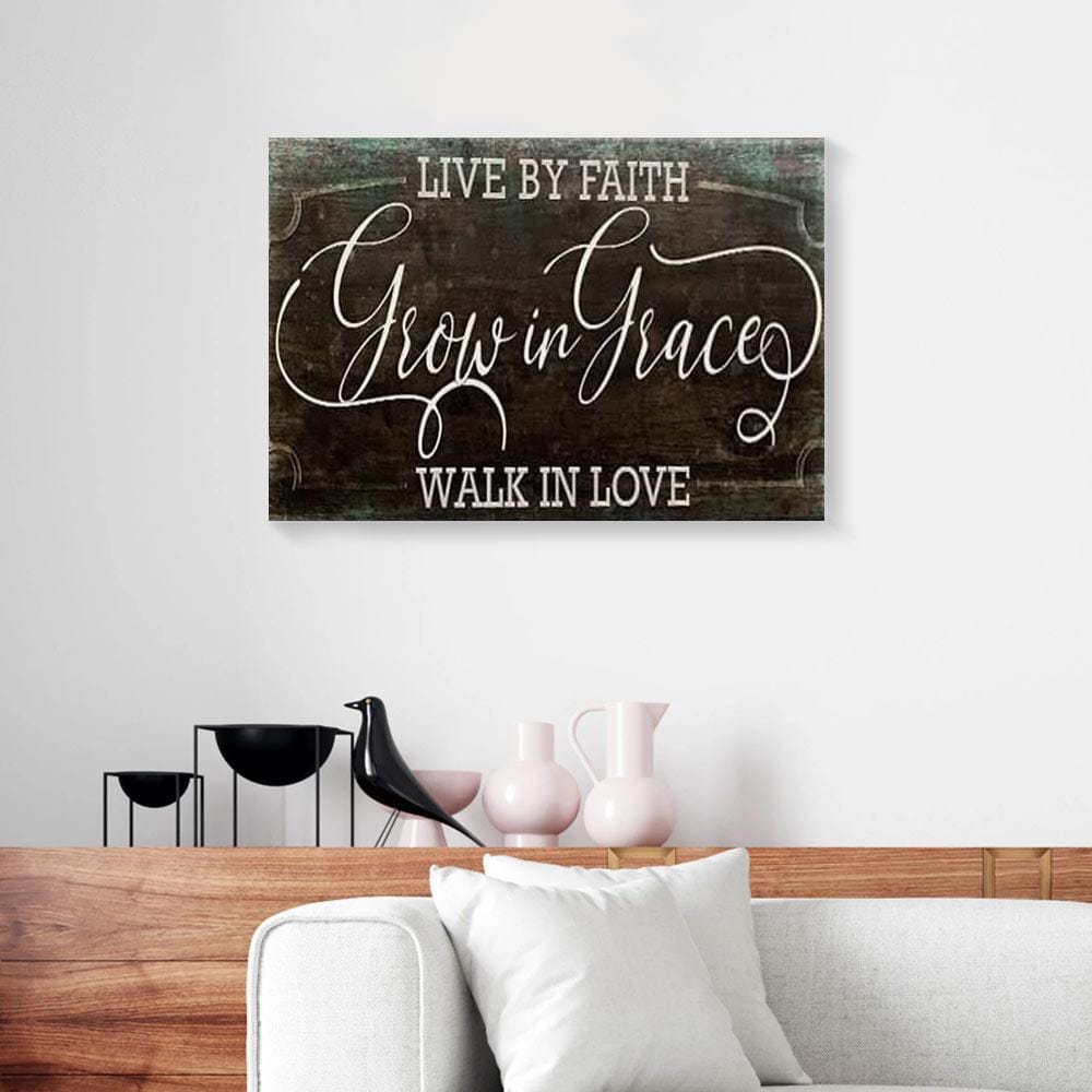 Canvas Wall Art Live By Faith Grow In Grace Vintage Christian Wall Art Canvas Wall Art Home Decoration