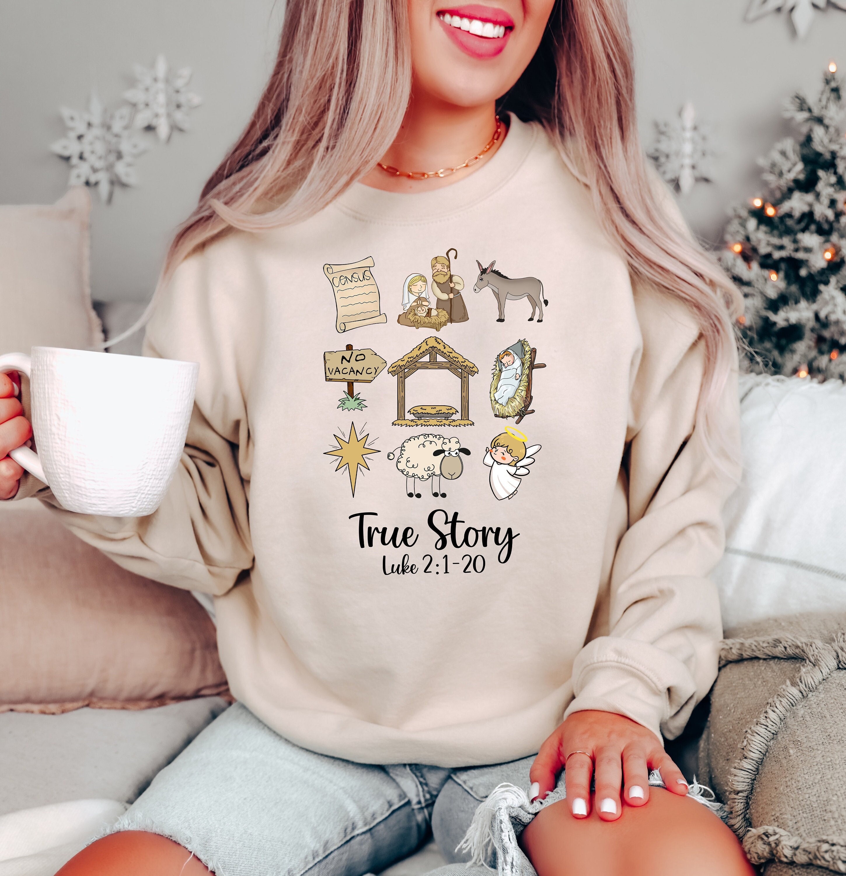 True Story Christmas Sweatshirt, Nativity Scene Sweater, Faith Based Christmas Shirt, Christmas Gifts, Jesus Sweatshirt, Holly Night Shirt