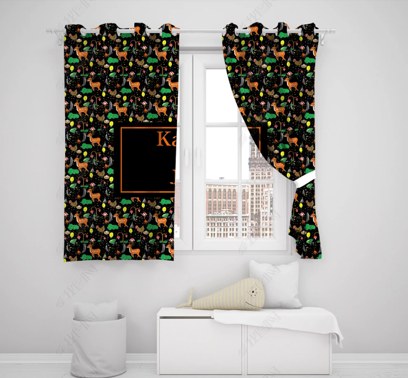 3D Hand Drawn Animal Deer Curtains And Drapes Lqh 184