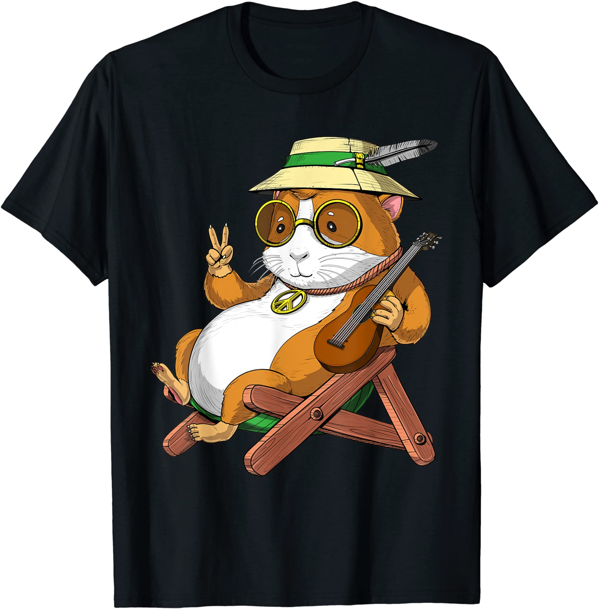 Guinea Pig Hippie Peace Sign Funny Guinea Pigs Pet Animal T-Shirt