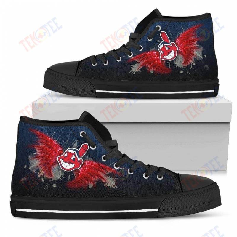 Mens Womens Cleveland Indians High Top Shoes Angel Wings 3D Printable TMT866