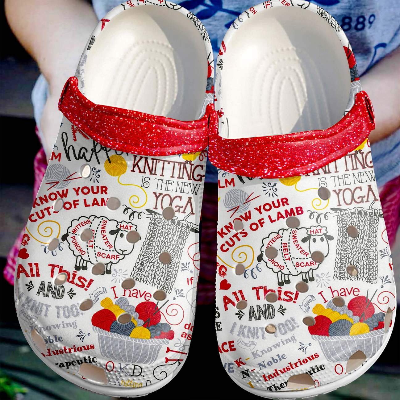 Knitting Personalized Clog, Custom Name, Text, Color, Number Fashion Style For Women, Men, Kid, Print 3D Knitting Jokes