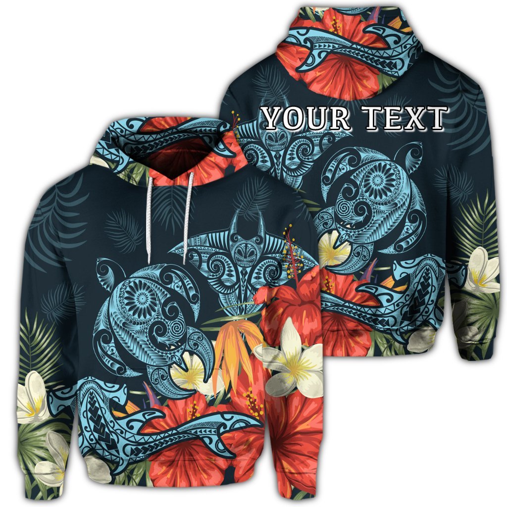 (Personalised) Hawaii Turtle Shark Manta Ray Hibiscus Plumeria Hoodie – AH – J4R