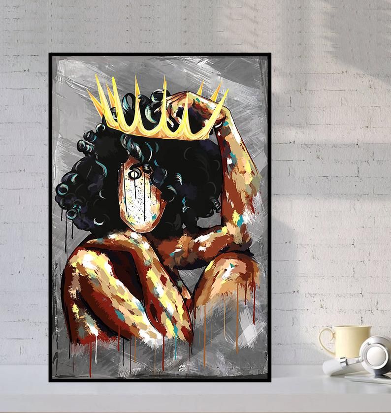 Black Queen Poster – African American Black Girl Poster Black Woman Poster Gift For Black Black Poster Print Black Woman Prints Poster 11X17 Inches Poster Canvas