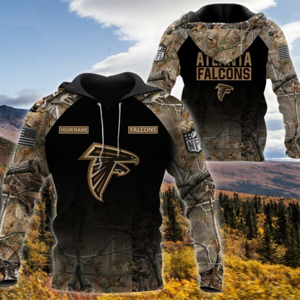 02-Atlanta Falcons -Personalized Your Name Hunting Camo Style-3D Hoodie,T-Shirt, Sweatshirt, Zipper-Ds005