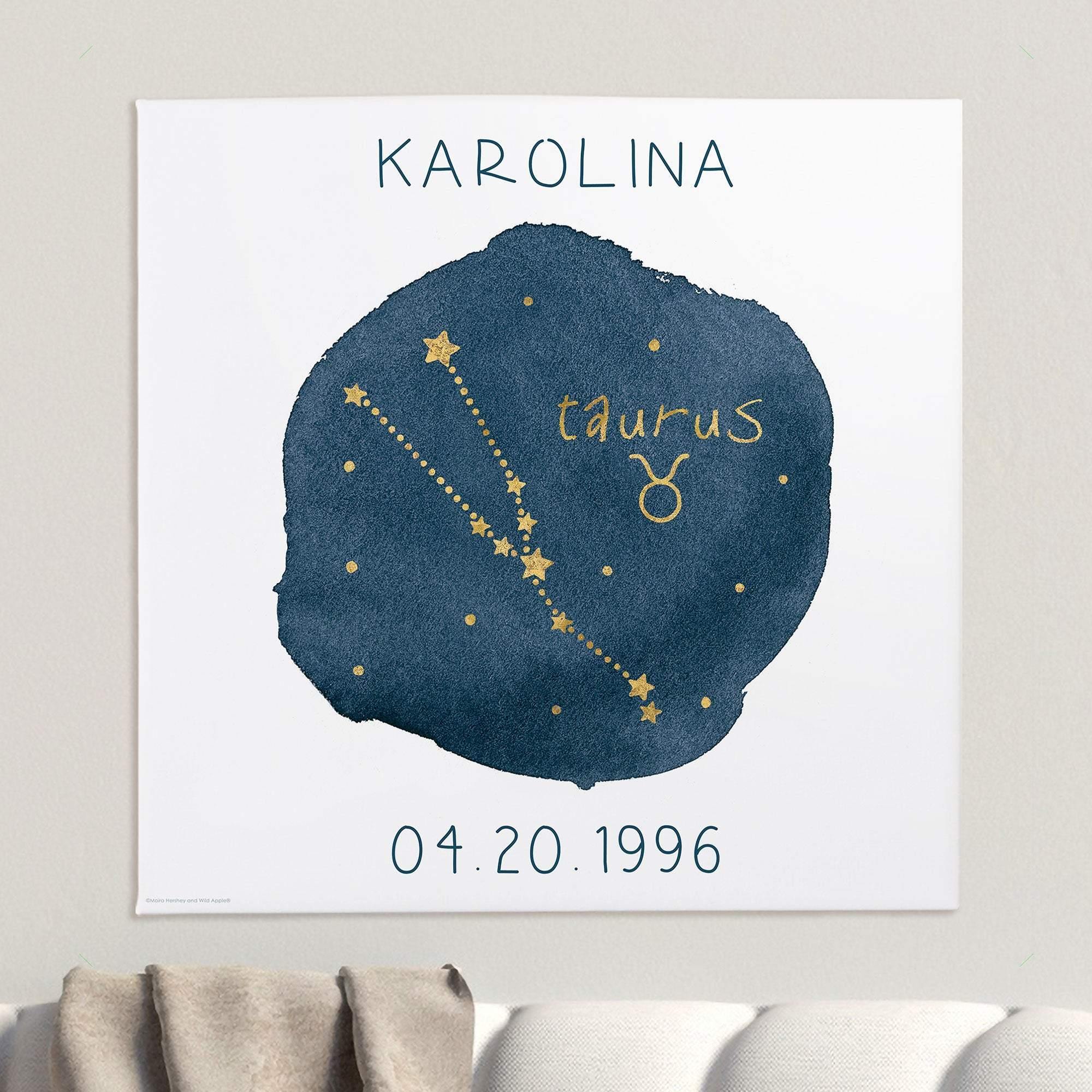 [Personalized Name & Date] Taurus Zodiac Sign – Perfect Gift Idea For Friend, Gift For Her, Gift For Home Decor, Best Idea Gift – Matte Canvas, Wall Art, Canvas Prints