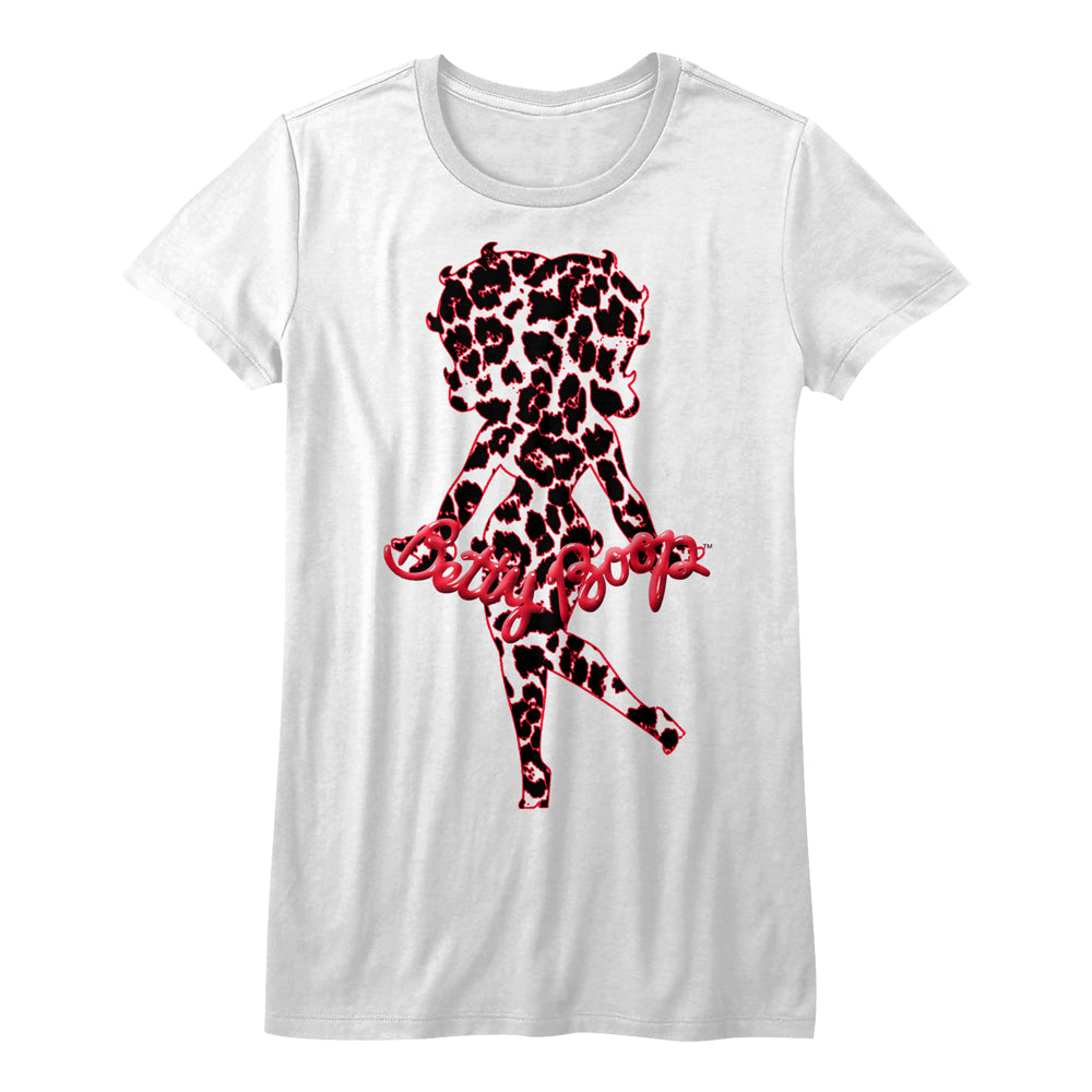 Betty Boop-Boop Leopard-White Ladies S/S Tshirt