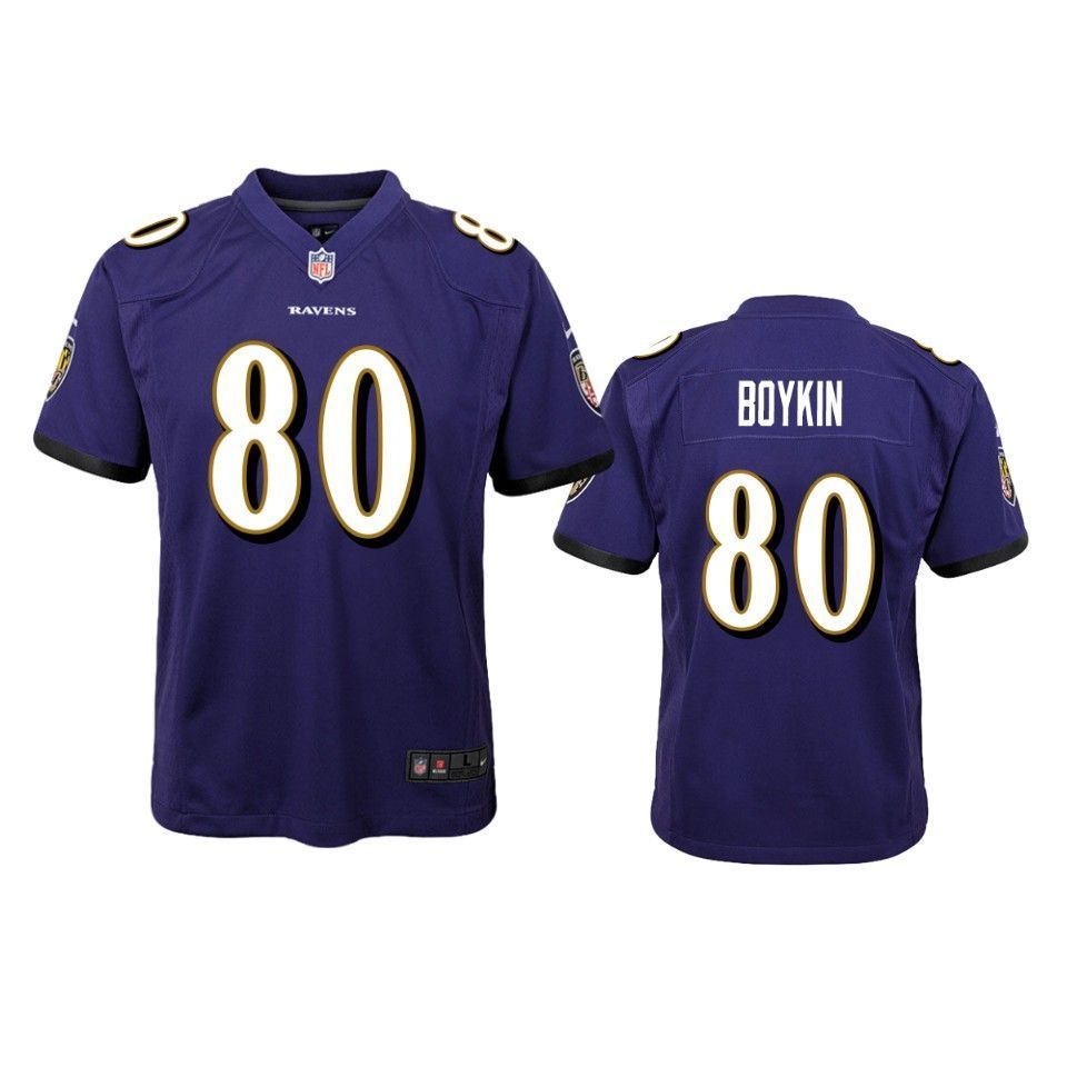 Baltimore Ravens Miles Boykin 2019 NFL Draft Purple Game Youth Jersey