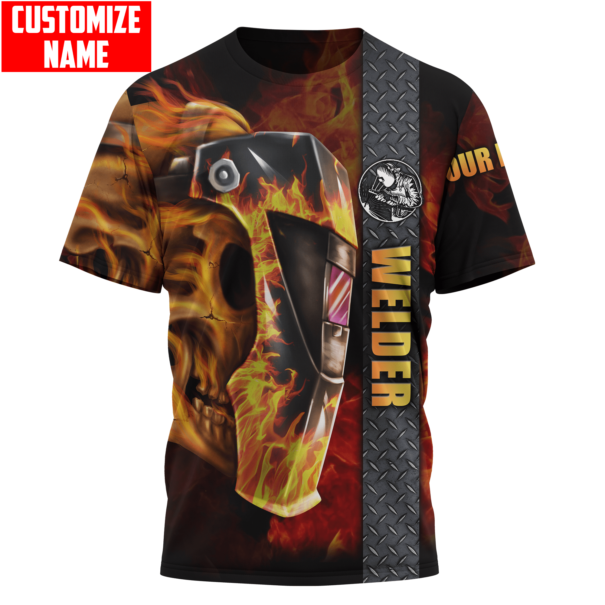 Funny Skull Welder Unisex Shirt For Man Women, Skull Helmet Welder 3D Tshirt