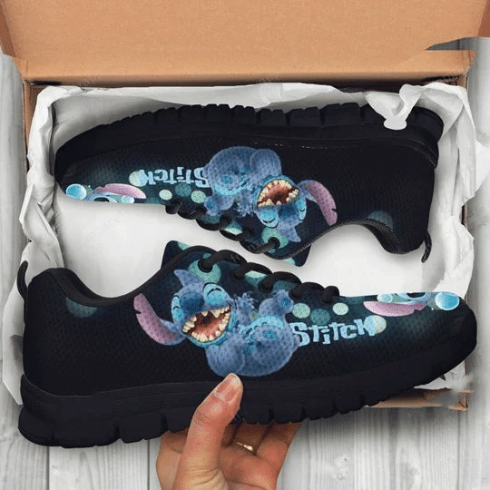 Stitch Lilo & Stitch Disney ver18 Print Sneakers, Women’s Sneakers, Handmade Crafted sneaker black Shoes birthday gift Fashion Fly Sneakers TL97