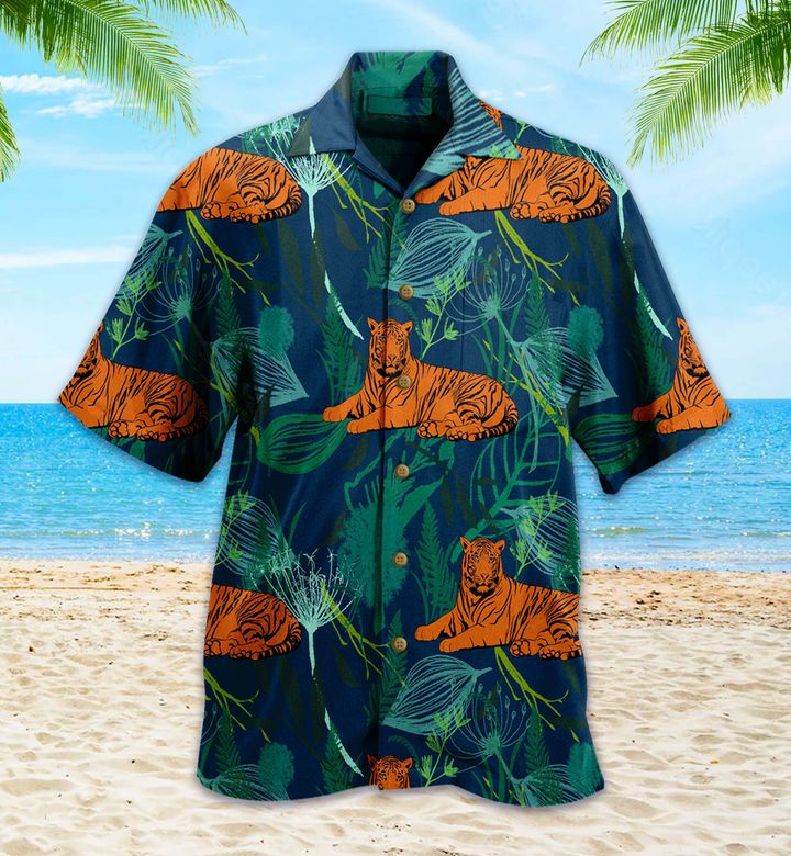 Tiger Forest Green Hawaii Shirt Ha8194