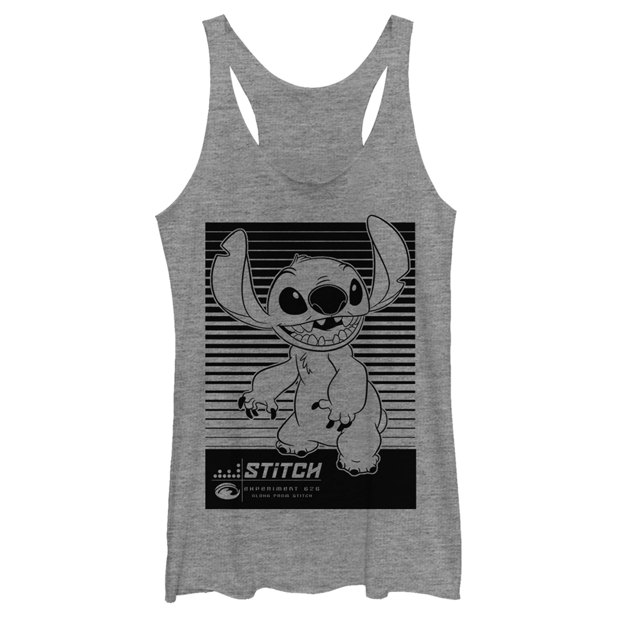 Women’S Lilo & Stitch Black And White Tonal Racerback Tank Top