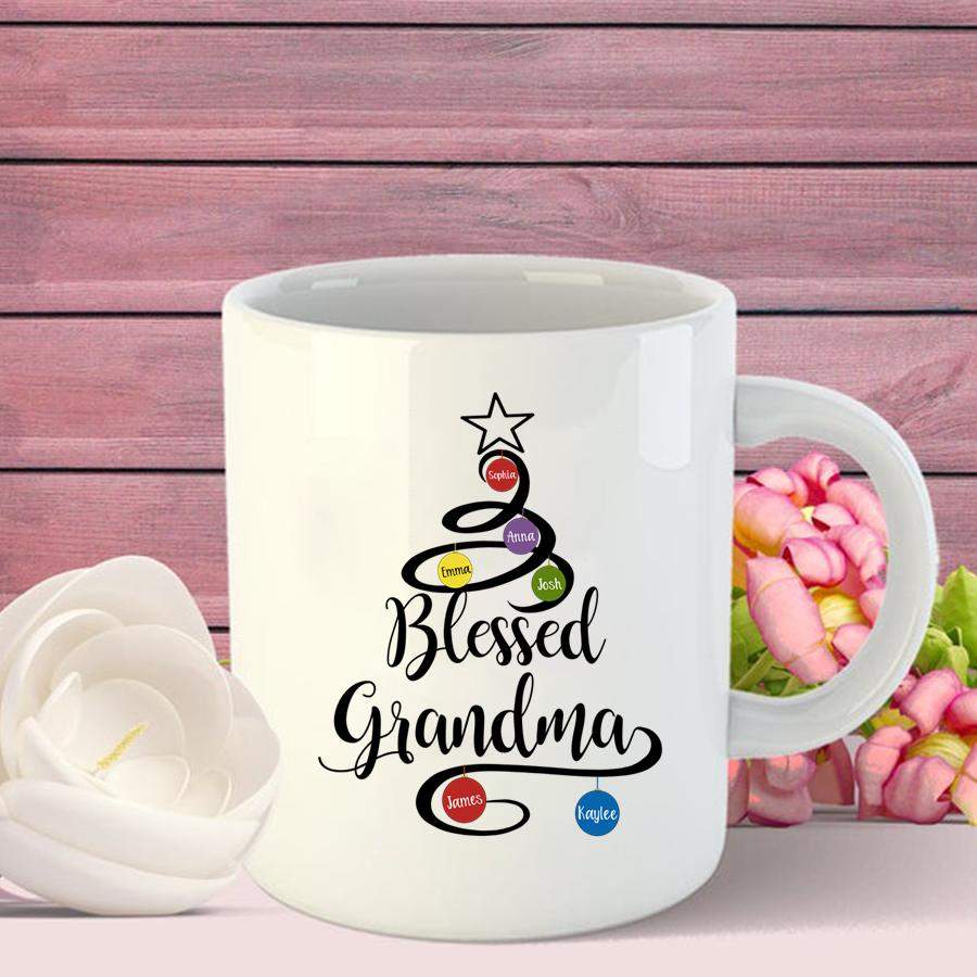 Personalized Blessed Grandma Christmas Tree Shirt