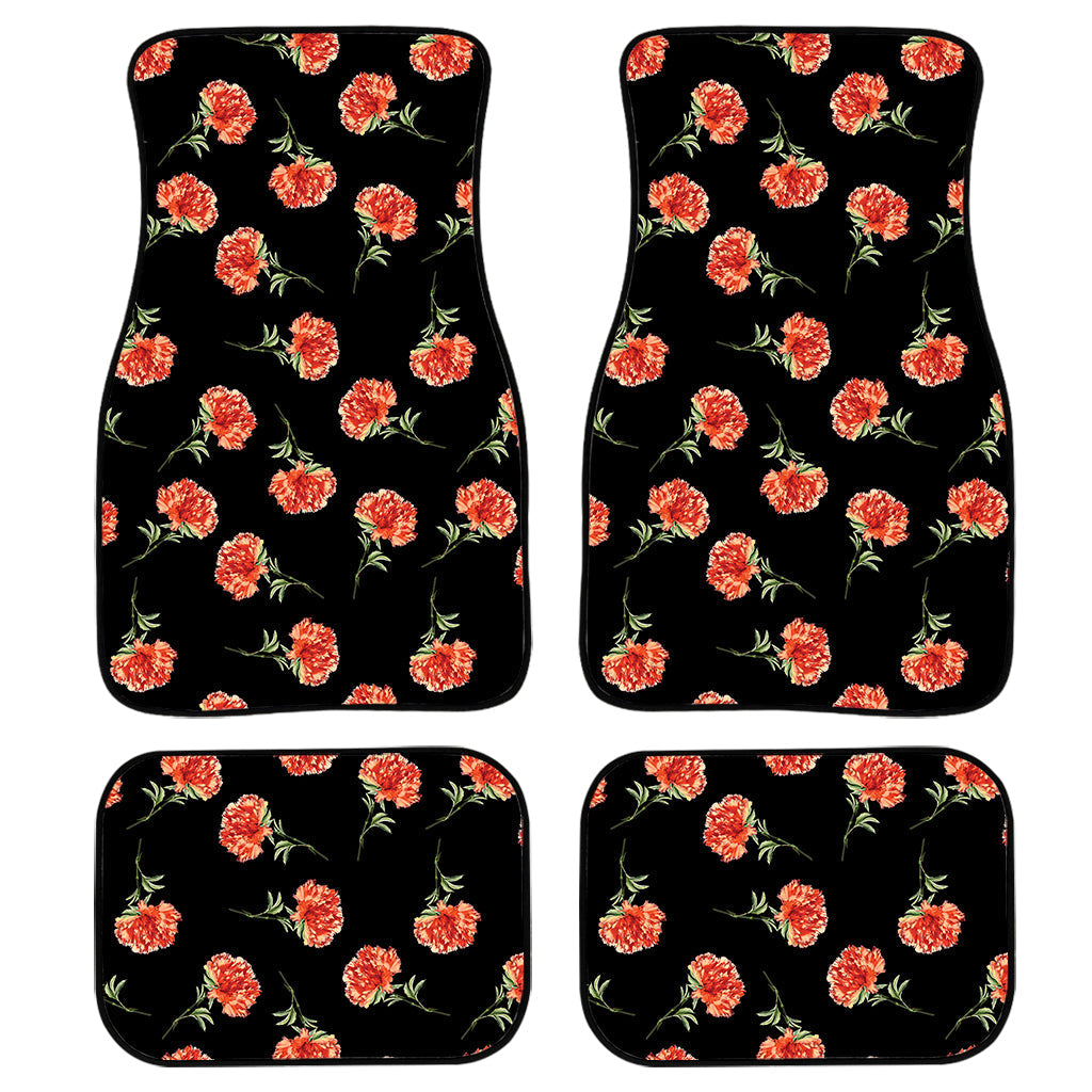 Watercolor Carnation Pattern Print Front And Back Car Floor Mats, Front Car Mat