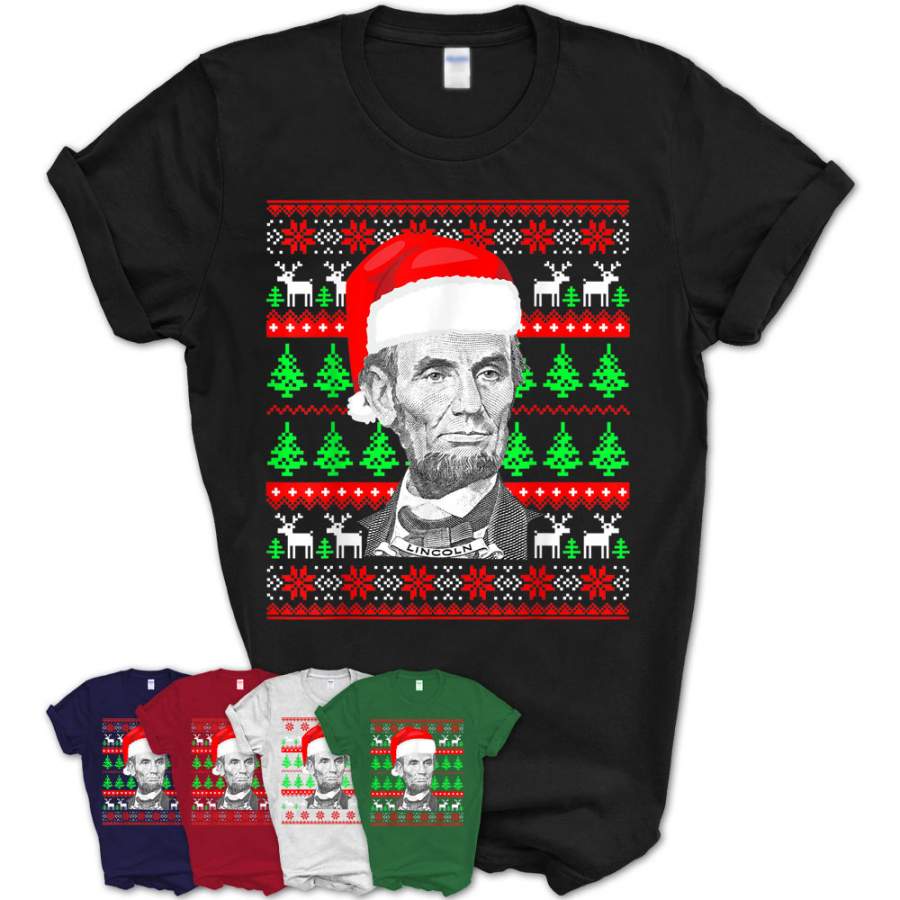 Abe Lincoln Wearing A Santa Claus Hat Shirt – Ugly Christmas – Teezou Store