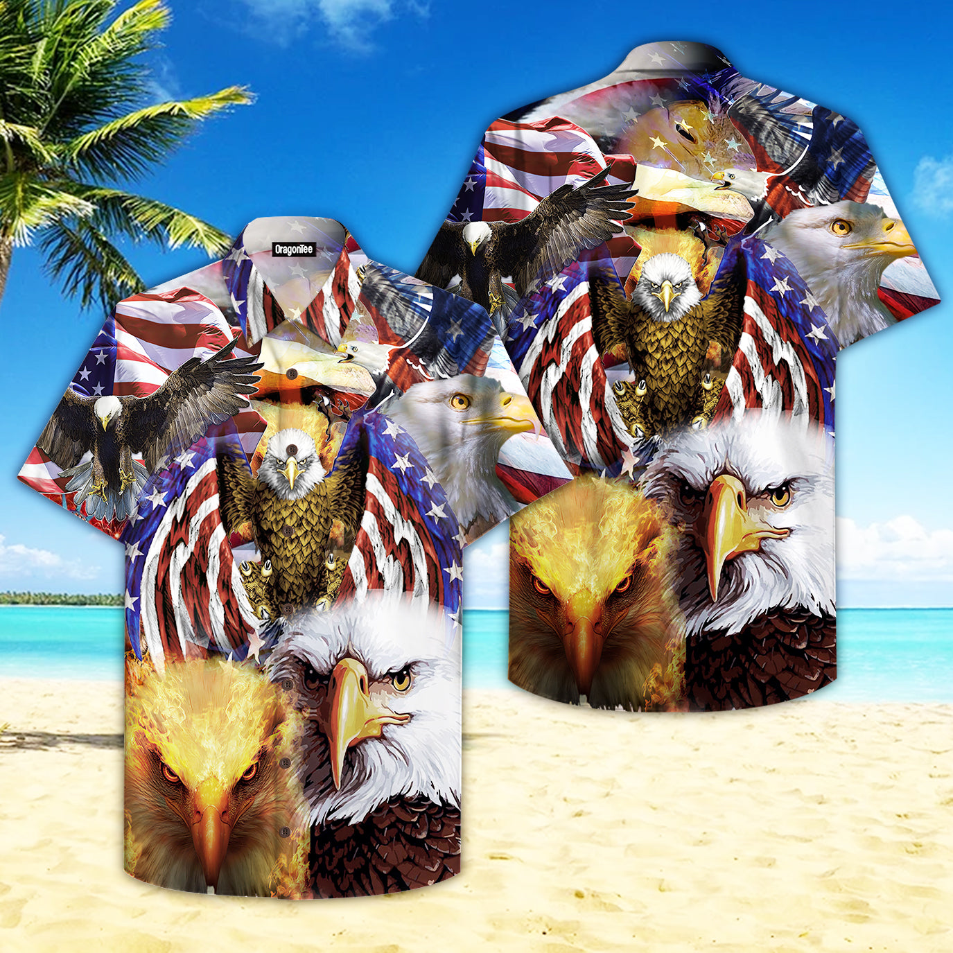 Oragontee Eagle And America Flag Hawaii Shirt For Men Women Adult Ha9323