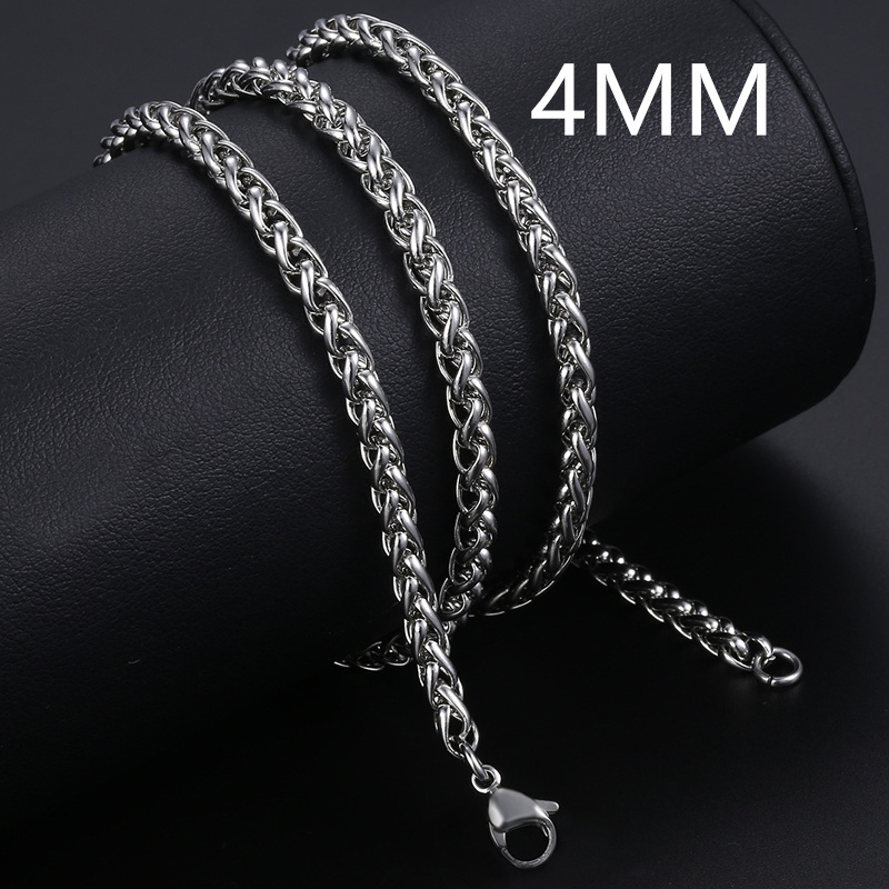 3/4/5/6/8Mm Braided Wheat Link Chain For Men Women Stainless Steel Spiga Franco Necklace Hip Hop Jewelry 18-24Inch Dropshipping Alx Men/Women Shirtspotlight