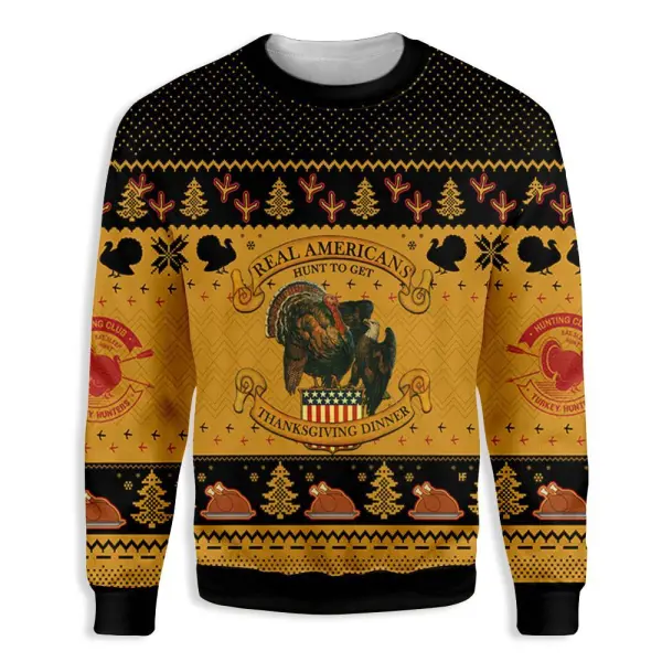 Americans Turkey Hunting Thanksgiving Ugly Christmas Sweater | For Men & Women | Adult | Us1216