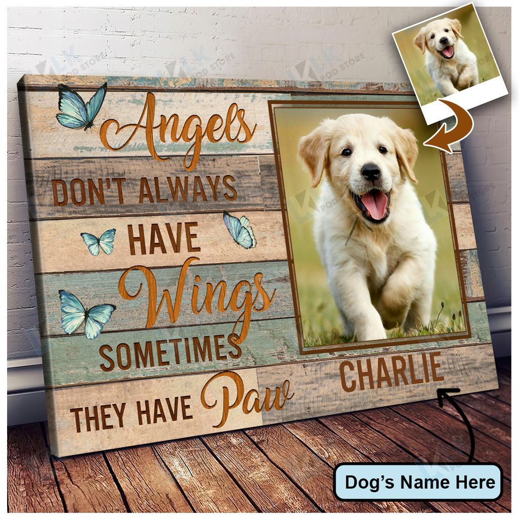 CANVAS – Angel Have Paw Personalized [10-D] | Framed, Best Gift, Pet Lover, Housewarming, Wall Art Print, Home Decor