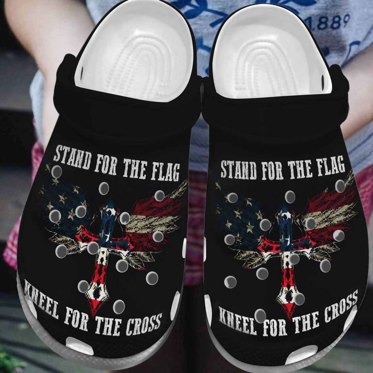 God Personalized Clog, Custom Name, Text, Color, Number Fashion Style For Women, Men, Kid, Print 3D Stand For The Flag