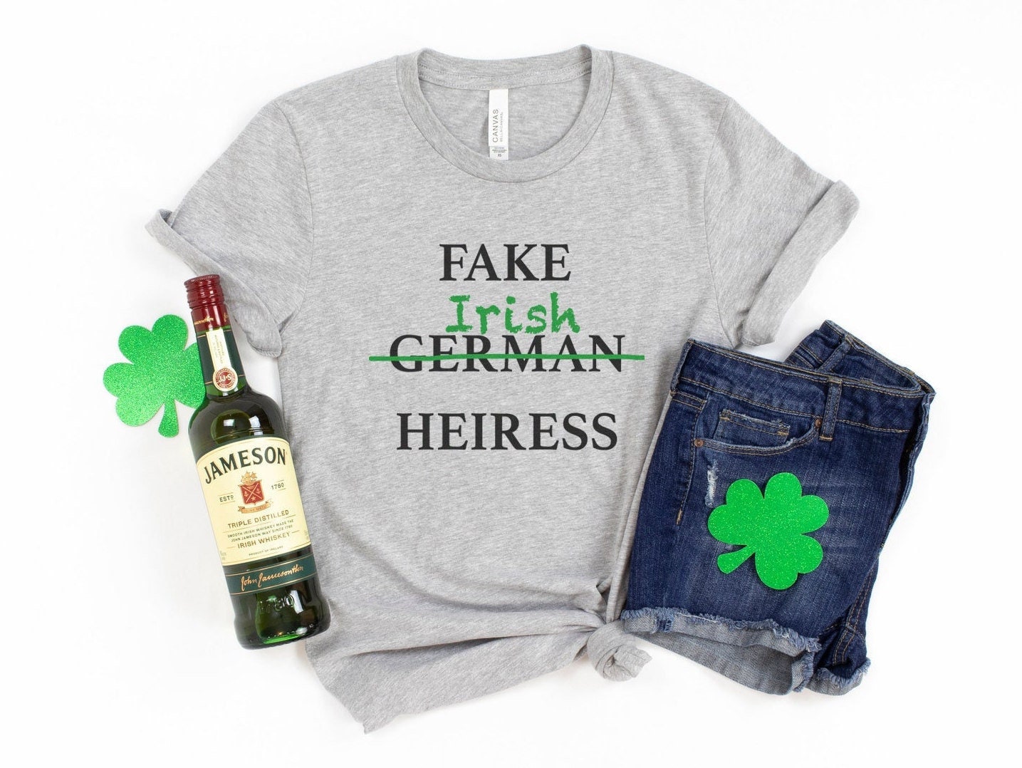 Fake Irish Heiress Funny St. Patrick’s Day Shirt, cute Lucky tshirt, womens St Patricks Day Tee Pattys Day, Shamrock Clover Irish Drinking