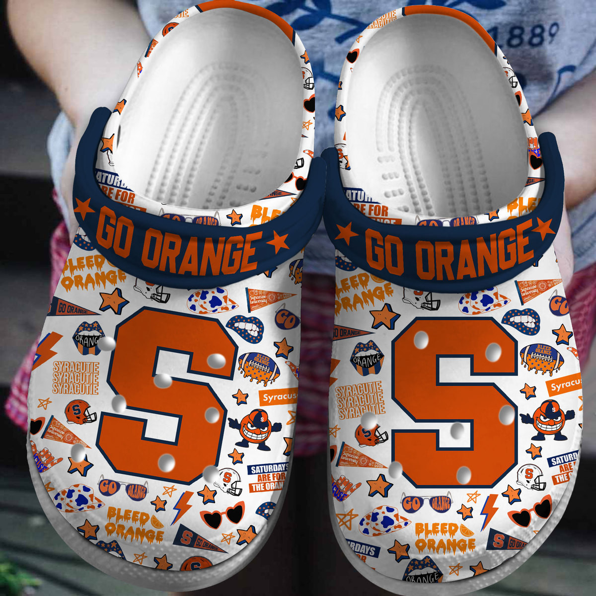 Syracuse Orange NCAA Sport Crocs Crocband Clogs Shoes Comfortable For Men Women and Kids