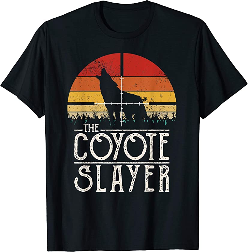 Vintage Sunset Retro Style Coyote Hunting Coyote Slayer T-Shirt