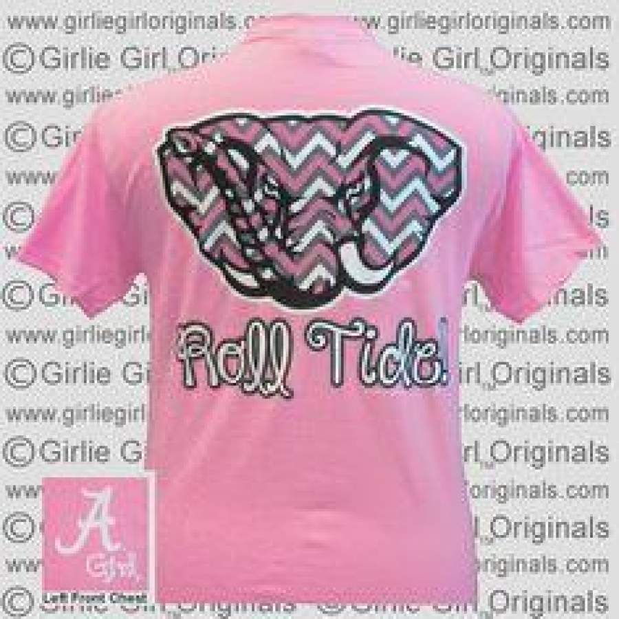 Alabama Crimson Roll Tide Pink Chevron Elephant Bright T Shirt