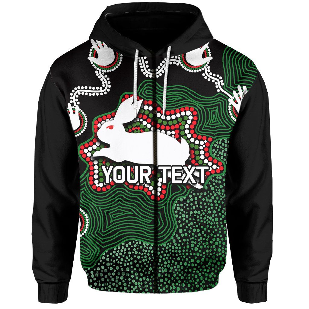 (Custom Personalised)Rabbitohs Zip-Hoodie Aboriginal 2 TH4