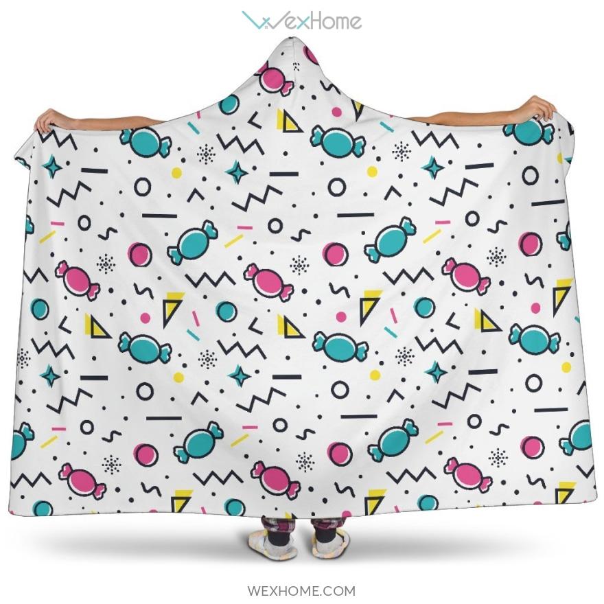 Candy Design Pattern Hooded Blanket