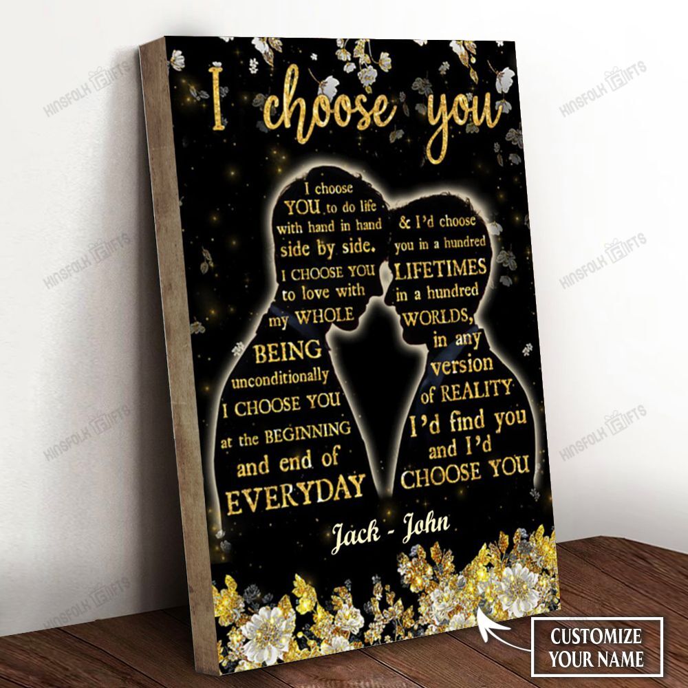Gay Couple I Choose You Personalized Canvas Poster Wall Art, Poster Print, Canvas Print Wall Decor