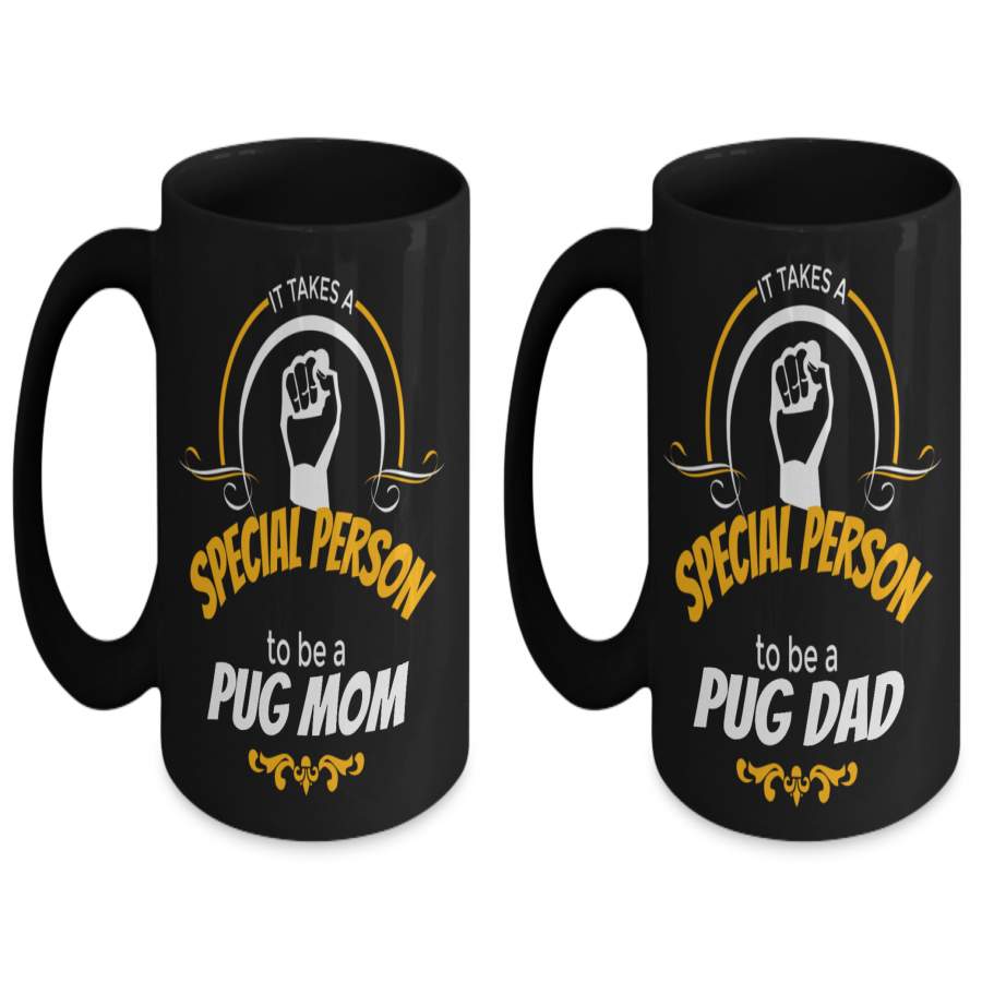 Pug Mug And Coffee Cups  Dog – Pug Mom Dad – Puppy Supplies Bundle Gift Coffee Mugs – Dog Mugs – Coffee Mug Bundle – Pug Mug Gifts Dad