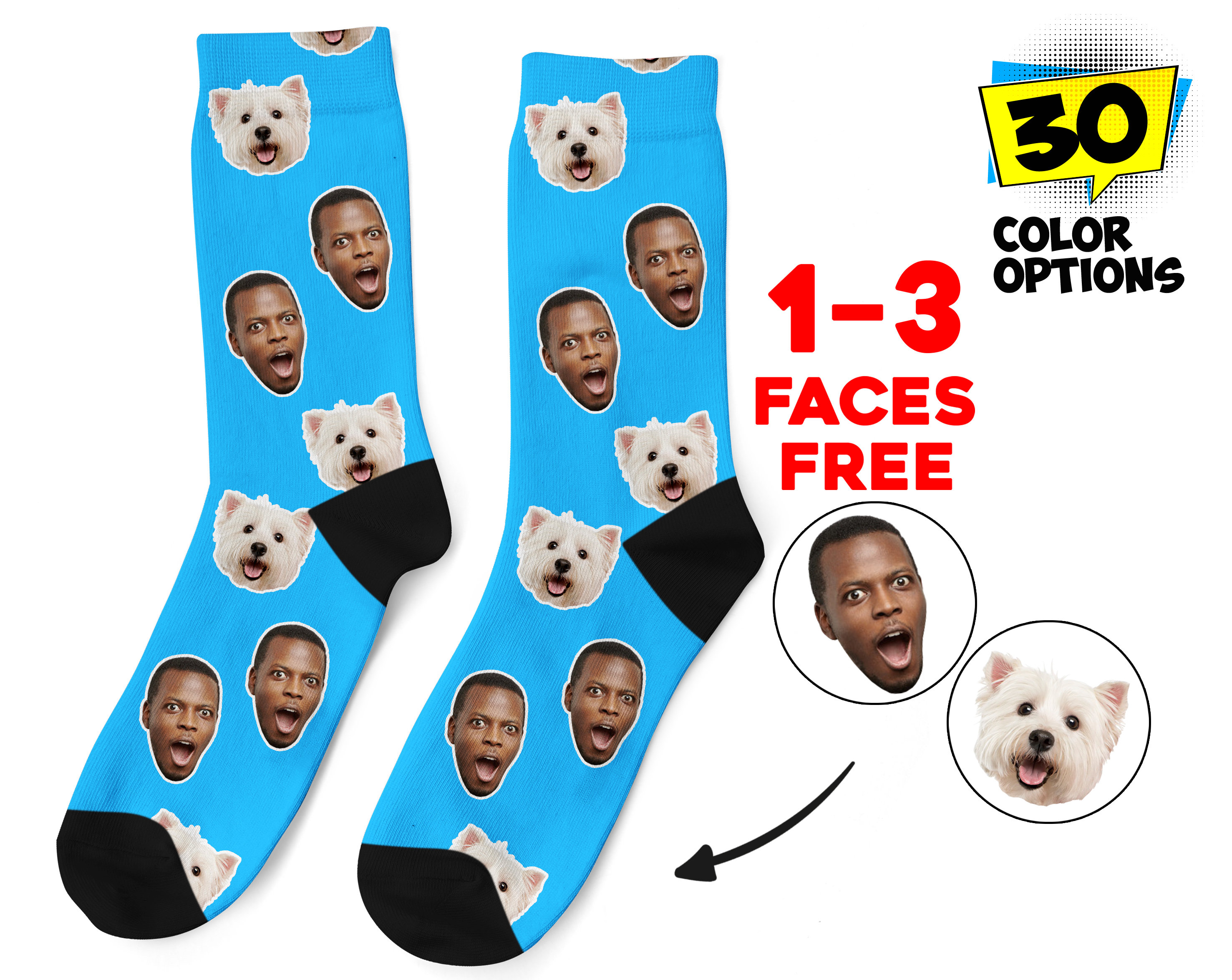 Custom Face Socks, Personalized Photo Socks, Picture Socks, Face on Socks, Customized Funny Photo Gift For Her, Him or Best Friends