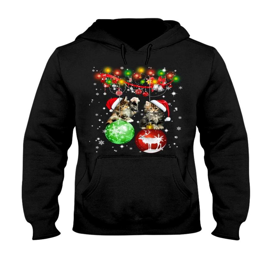 Christmas Cute Kittens With Balls Hoodie