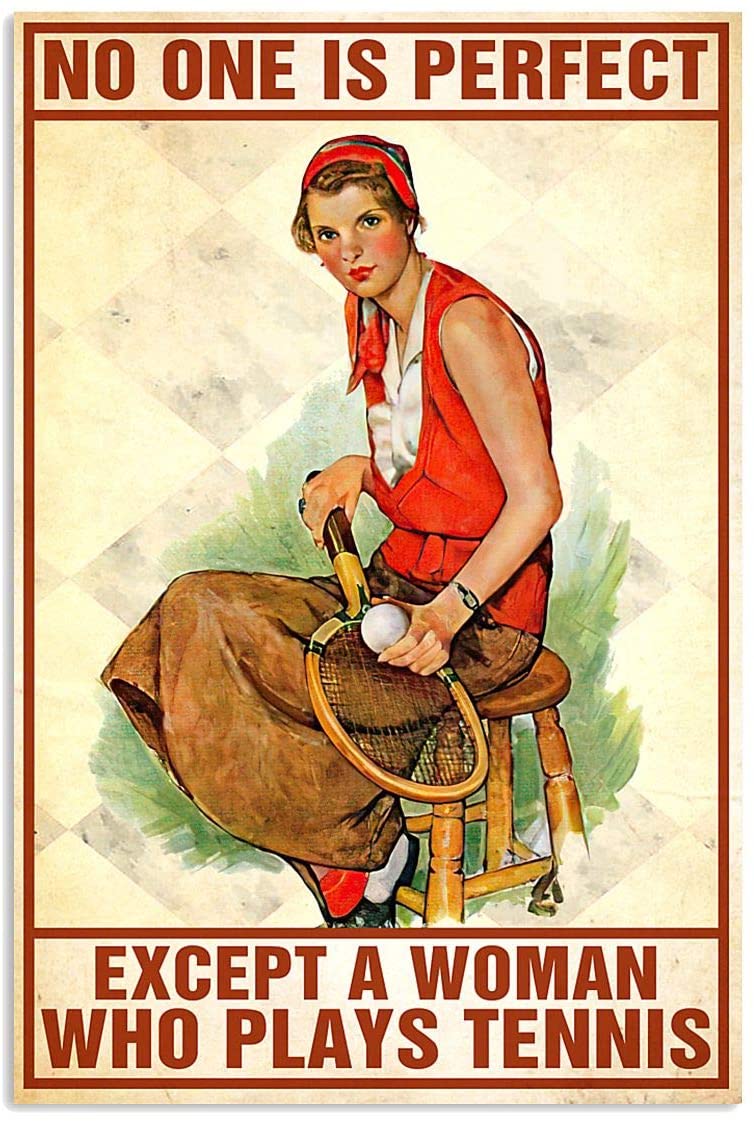 Vintage Woman Playing Tennis – Except A Woman Who Plays Tennis Poster Art Print      Home Decor Gift For Men Women Family Frd On Birthday Xmas