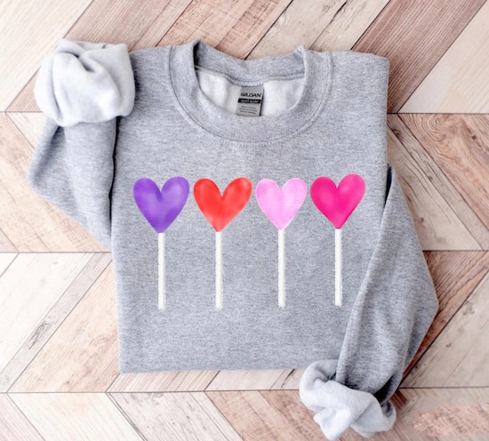 Candy Heart Sweatshirt, Valentines Day Shirt for Women, Heart sucker shirt, Valentines Day Gift, Cute Love Shirt, Cute Valentine Graphic Tee