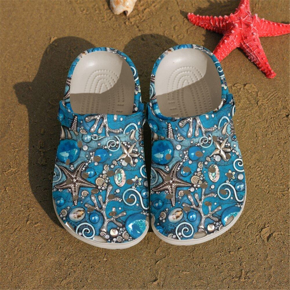 Beach Personalized Clog, Custom Name, Text, Color, Number Fashion Style For Women, Men, Kid, Print 3D Adorned Starfish