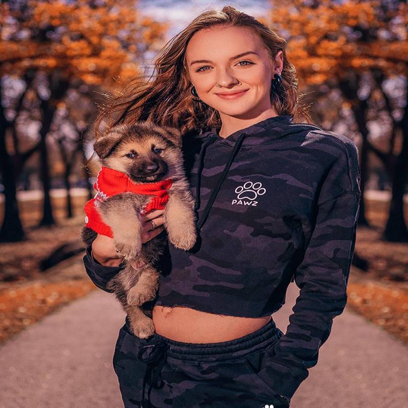 Black Camo Cropped Hoodie and Jogger Set