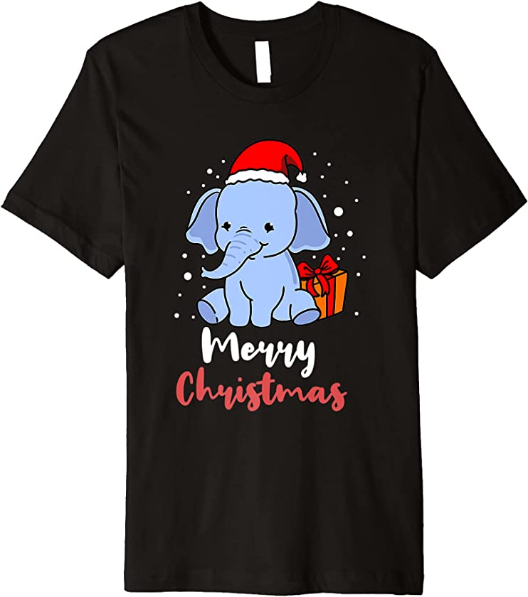 Awesome Cute Elephant Santa Hat Merry Christmas Party Pajama Premium T-Shirt