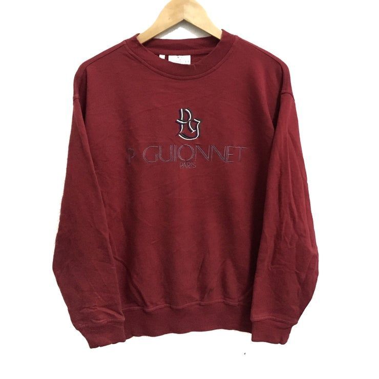 Rare P Guionnet Paris Gros Logo Broderie Couleur Marron Collier Ras Du Cou Pulls Pull Pull Taille Shirt