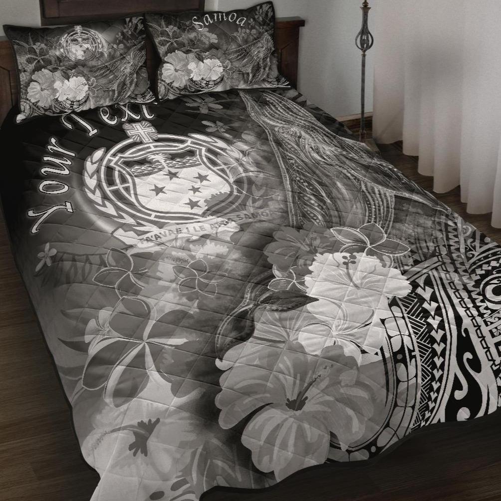 [Custom Personalised] Samoa Quilt Bed Set- Humpback Whale with Tropical Flowers (White)- BN18