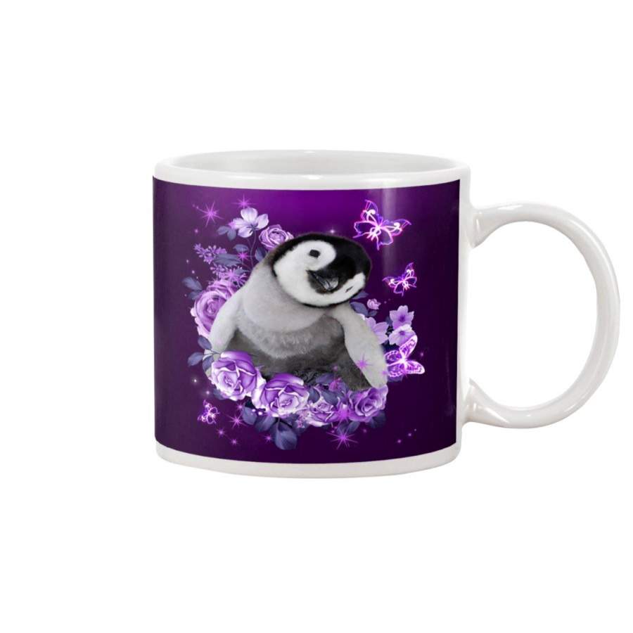 Lovely Penguin Floral Background  Special Custom Design Mug