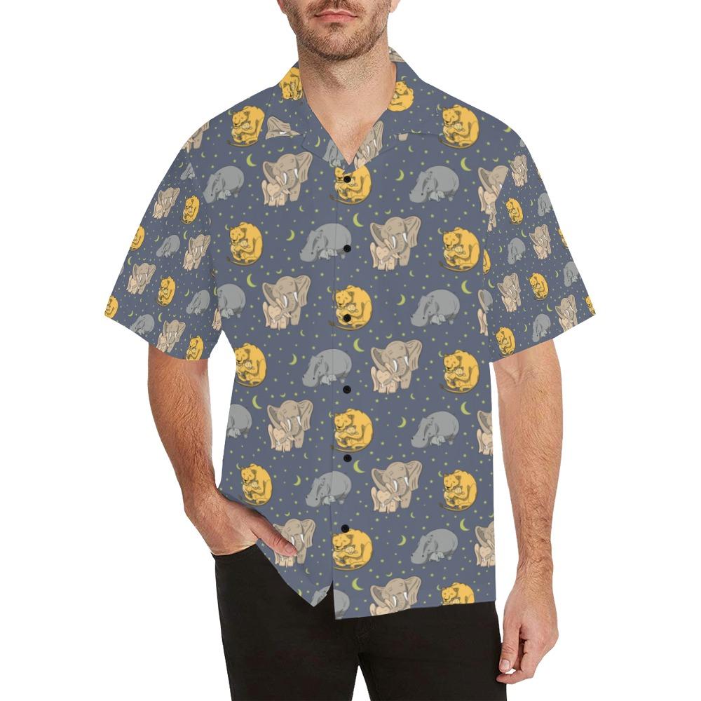 Safari Elephant Lion Print Design Lks303 Hawaiian Shirt