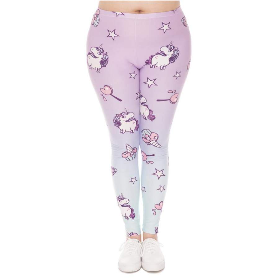 Zohra Hot Sales Large Size Leggings Unicorn Printed High Waist Leggins Plus Size Trousers Stretch Pants For Plump Women